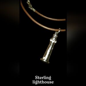 Signed sterling vintage lighthouse pendant & necklace with 925 lobster clasp